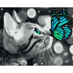Картина за номерами Котик з метеликом, 40х50 см, Santi