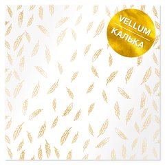Веллум із золотим візерунком Golden Feather, 29,7х30,5 см, 90 г/м², аркуш, Fabrika Decoru