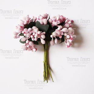 Набор декоративных веточек, Розовые, 12 штук, Fabrika Decoru