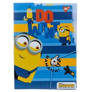Папка Minions, А4, 1х23х32 см, пластиковая, с тремя разделителями, на резинке, Yes