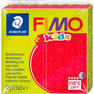 Пластика Fimo Kids, Червона з блискітками, 42 г, Fimo