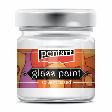 Краска витражная Glass paint, на основе растворителя, холодной фиксации, Белая, 30 мл, Pentart