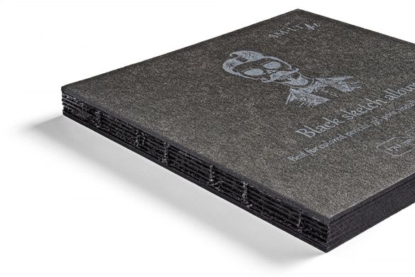 Альбом для рисунка Authentic Black Layflat, 14x14 см, 170 г/м2, 32 листа, чёрный, Smiltainis
