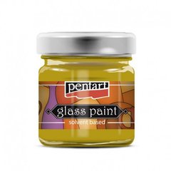 Фарба вітражна Glass paint, на основі розчинника, холодної фіксації, Жовта, 30 мл, Pentart