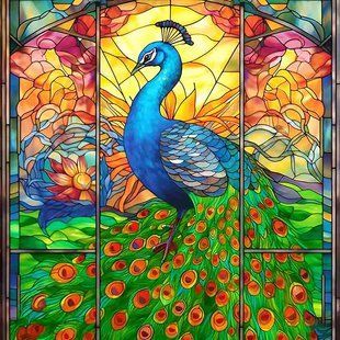 Алмазная вышивка, Райский павлин, 40x40 см, на подрамнике