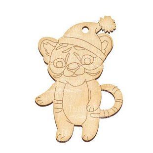 Фигурка для раскрашивания и декорирования, Тигренок в шапке №400, 7,5х11х0,3 см, МДФ, Fabrika Decoru