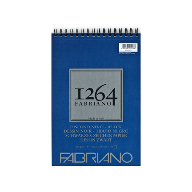 Альбом на спіралі для малюнка 1264 А4, 200 г/м2, 40 аркушів, чорний, Fabriano