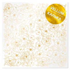 Веллум із золотим візерунком Golden Pion, 29,7х30,5 см, 90 г/м², аркуш, Fabrika Decoru