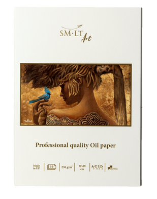 Блокнот для олії Smiltainis Pro Create А5, 20х28 см, 230 г/м2, 10 аркушів, білий, лляна, Authentic