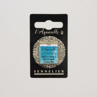 Акварельная краска Sennelier, полукювета, S4, церулеум голубой (Cerulean Blue)