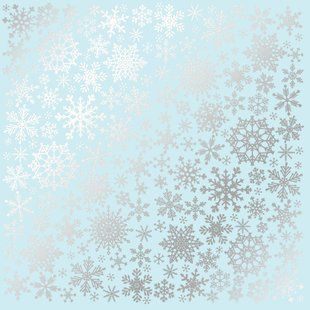 Папір зі срібним тисненням Silver Snowflakes, Blue, 30,5x30,5 см, 200г/м&sup2;, односторонній, аркуш, Fabrika Decoru