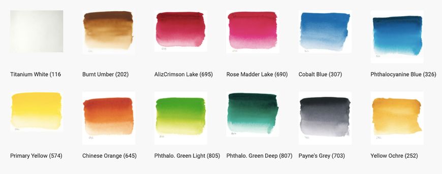 Набір акварельних фарб для подорожей Sennelier серії La Petite Aquarelle, 12 кольорів, туби по 10 мл, пластиковий пенал + пензель