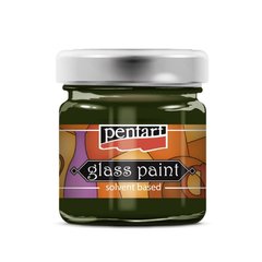 Краска витражная Glass paint, на основе растворителя, холодной фиксации, Оливковая, 30 мл, Pentart