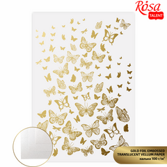 Калька Gold Butterflies А4, 21х29,7 см, 100 г/м², полупрозрачная, с тиснением, ROSA TALENT