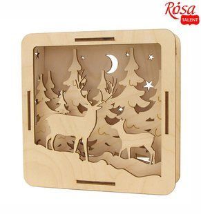 3D композиция Олень в лесу, фанера, 20x20 см, ROSA TALENT