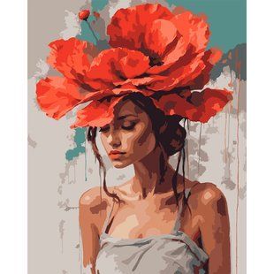 Картина за номерами SANTI Дівчина з червоною квіткою, 40x50 см