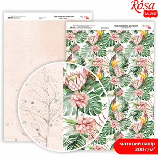 Бумага дизайнерская King Protea №3, А4, 21x29,7 см, 200г/м&sup2;, двусторонняя, матовая, ROSA TALENT