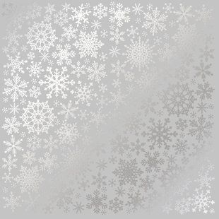 Папір зі срібним тисненням Silver Snowflakes, Gray, 30,5x30,5 см, 200г/м&sup2;, односторонній, аркуш, Fabrika Decoru