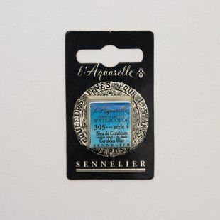 Акварельная краска Sennelier, полукювета, S4, церулеум голубой с красным тоном (Cerulean Blue Red Shade)