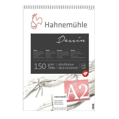Альбом для начерків на спіралі Dessin А2, 42х59,4 см, 150 г/м², 25 аркушів, Hahnemuhle