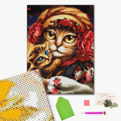 Алмазна мозаїка Сім'я котиків ©Маріанна Пащук, 40x50 см, Brushme