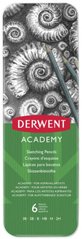 Набір графітних олівців Academy, металева коробка, 6 штук, Derwent