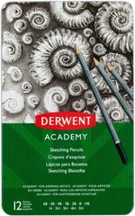 Набір графітних олівців Academy, металева коробка, 12 штук, Derwent