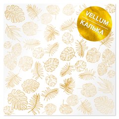 Веллум із золотим візерунком Golden Tropical Leaves, 29,7х30,5 см, 90 г/м², аркуш, Fabrika Decoru
