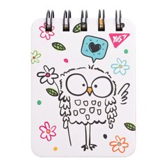 Блокнот Sketch animal Owl, А7, 100 аркушів у лінію, подвійна спіраль, з пластиковою кишенею, YES