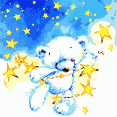 Картина по номерам Strateg ПРЕМИУМ Мишка со звездами, 30х30 см, ES233