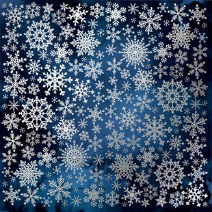 Папір зі срібним тисненням Silver Snowflakes, Night garden, 30,5x30,5 см, 200г/м&sup2;, односторонній, аркуш, Fabrika Decoru