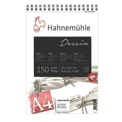 Альбом для набросков на спирали Dessin А4, 21х29,7 см, 150 г/м², 25 листов, Hahnemuhle