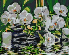 Алмазна мозаїка Спокій біля орхідей, 40x50 см, Brushme