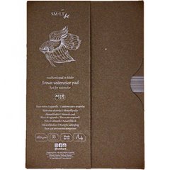 Альбом-склейка для акварели в папке Authentic, А4, 280 г/м2, 35 листов, коричневый, Smiltainis