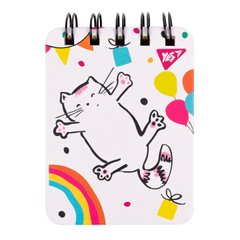 Блокнот Sketch animal Happy cat, А7, 100 аркушів у лінію, подвійна спіраль, з пластиковою кишенею, YES