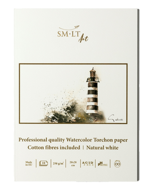 Блокнот для акварели Smiltainis Pro Create, 250 г/м2, 20х28 см, 10 листов, белый, Authentic