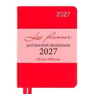 Ежедневник Leo Planner City, А6, датированный, 2027 год, твердая обложка, красный, 352 страницы