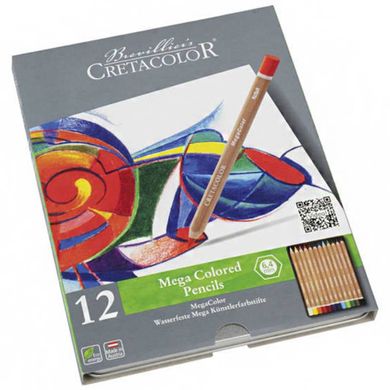 Набір кольорових олівців, MEGACOLOR, 12 штук, металева коробка, Cretacolor