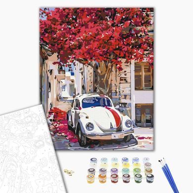 Картина по номерам Авто на цветущей улицы, 40х50 см, Brushme