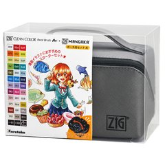 Набір маркерів ZIG Clean Сolor real brush colors, 2 лайнера, пенал, Kuretake