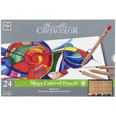 Набір кольорових олівців, MEGACOLOR, 24 штук, металева коробка, Cretacolor