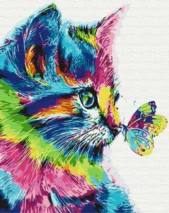 Картина за номерами Котик у фарбі, 40х50 см, Brushme