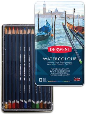 Набір акварельних олівців Watercolour, 12 штук, металева коробка, Derwent