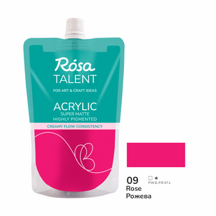 Фарба акрилова рожева, 09, 200 мл, ROSA Talent