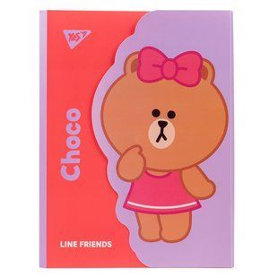 Папка-уголок Line Friends Choco, А4, 2х23х32,5 см, пластиковая, с клапаном на липучке, Yes