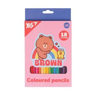 Карандаши цветные Line Friends Choco and Sally, 18 цветов, YES