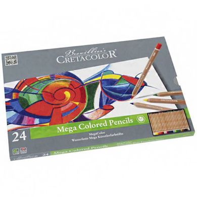 Набор цветных карандашей, MEGACOLOR, 24 штук, металлическая коробка, Cretacolor