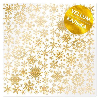 Веллум с золотым узором Golden Snowflakes, 29,7х30,5 см, 90 г/м², лист, Fabrika Decoru