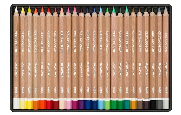 Набір кольорових олівців, MEGACOLOR, 24 штук, металева коробка, Cretacolor