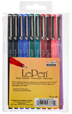 Набор ручек для бумаги, Le pen, Классические оттенки, 10 штук, Marvy